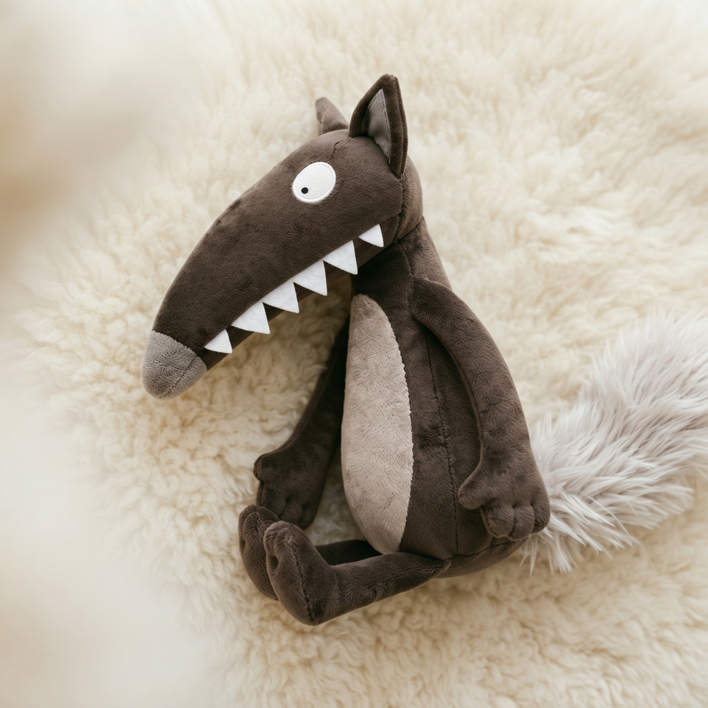 Cartoon Wolf Kuscheltier mit großen Zähnen - Materialdetail