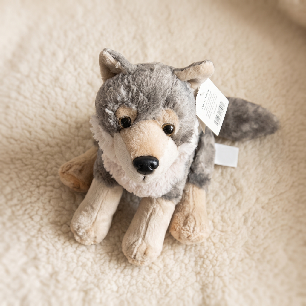 Grauer Wolf Kuscheltier süß 20cm - Materialdetail