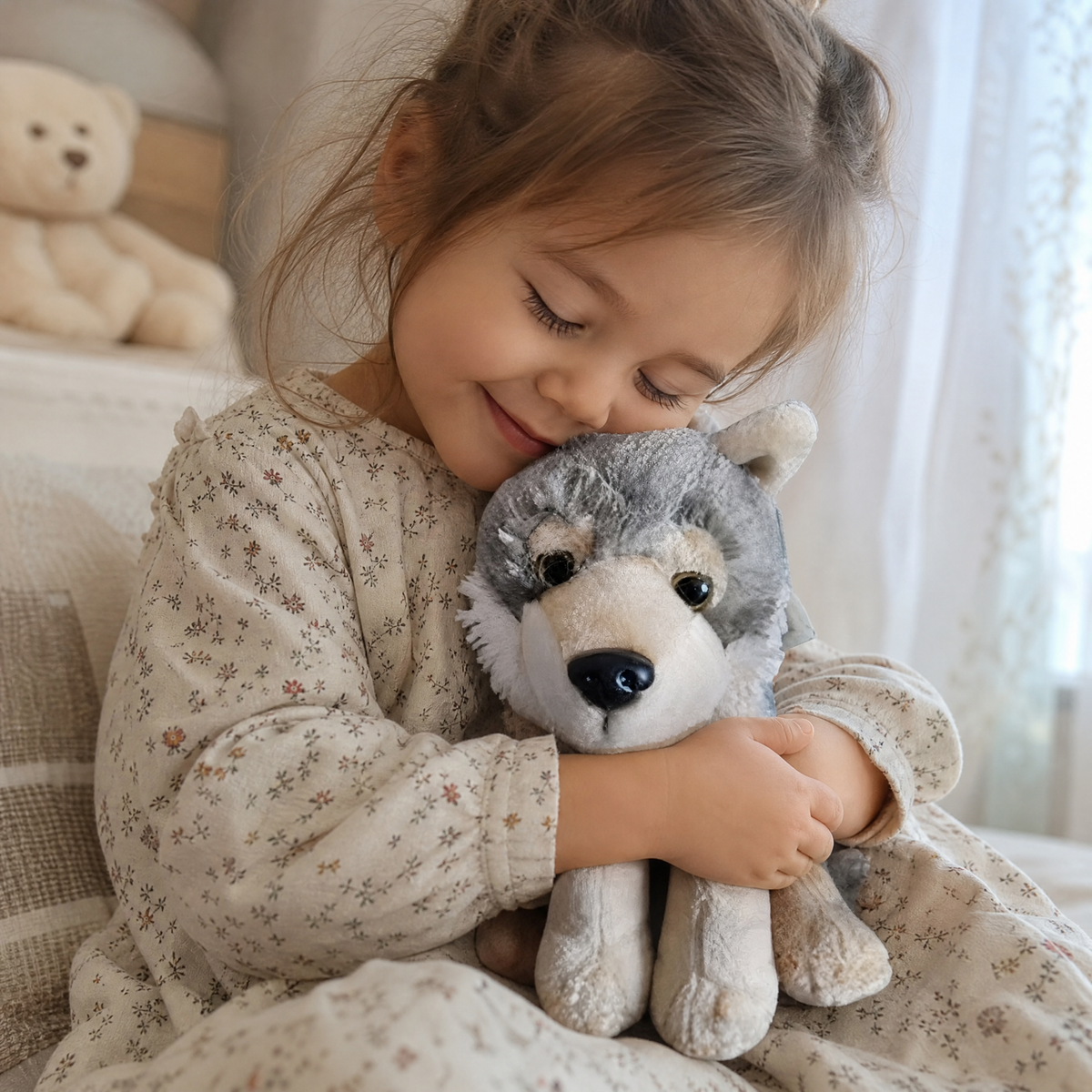 Grauer Wolf Kuscheltier süß 20cm - Gemütliche Nutzung drinnen