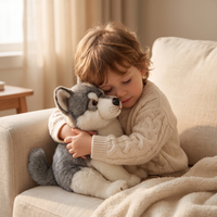 Grau-weißes Wolf Kuscheltier 38 cm - Gemütliche Nutzung drinnen