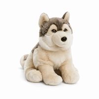 Grauer Wolf Kuscheltier realistisch 30cm - Weißer Hintergrund frontal