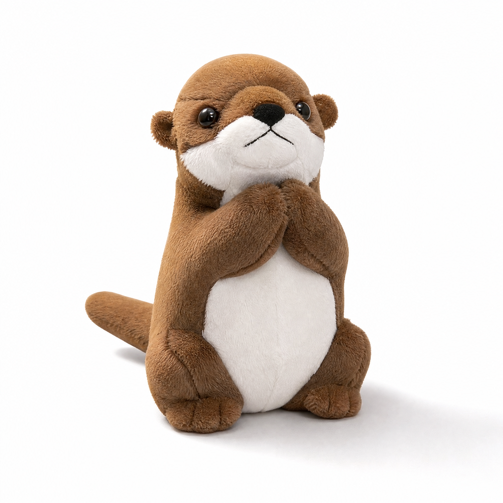 Otter Kuscheltier Betend 19 cm - Weißer Hintergrund frontal