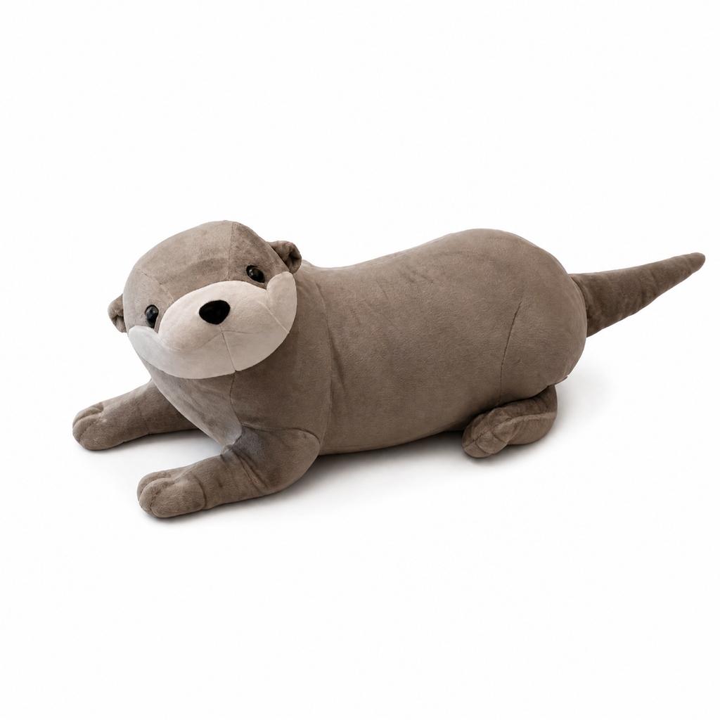 Graues Otter Kuscheltier 40 bis 80 cm - Weißer Hintergrund Frontalansicht