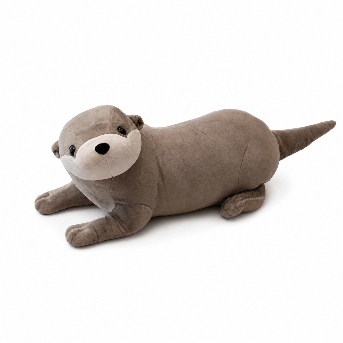 Graues Otter Kuscheltier 40 bis 80 cm - Weißer Hintergrund Frontalansicht