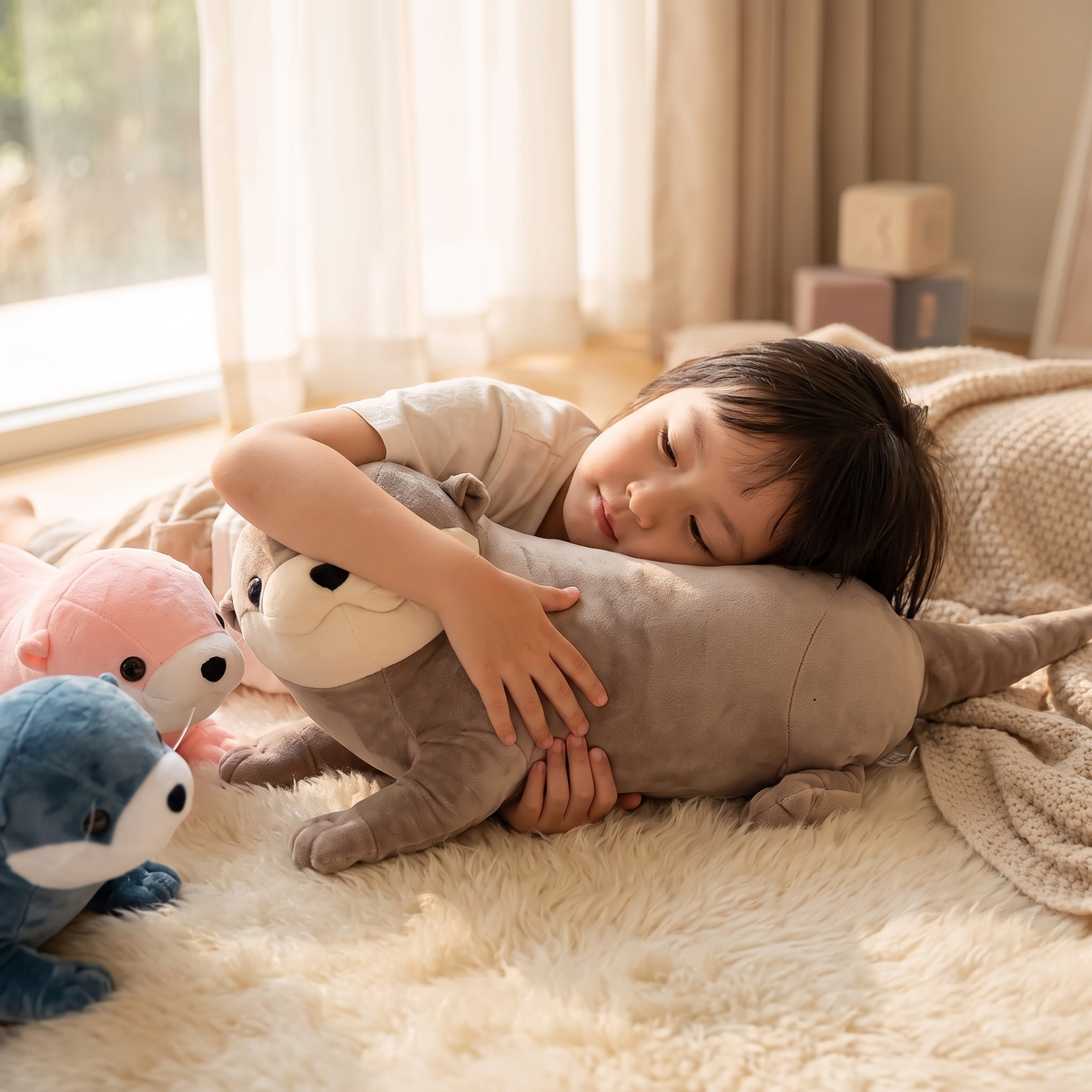 Graues Otter Kuscheltier 40 bis 80 cm - Gemütliche Nutzung im Innenbereich
