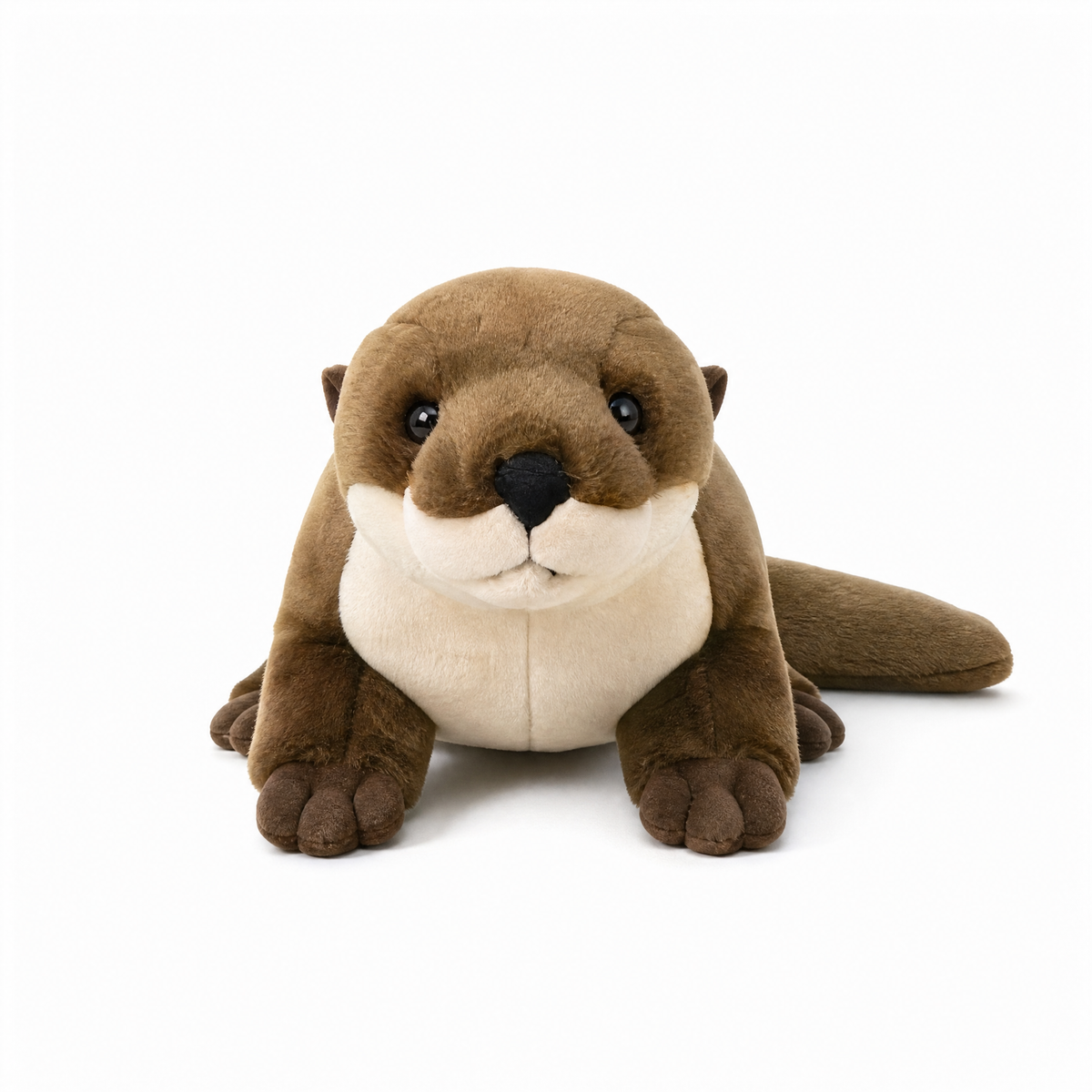 Otter Kuscheltier Realistisch 46 cm Ganz Weich - Weißer Hintergrund frontal