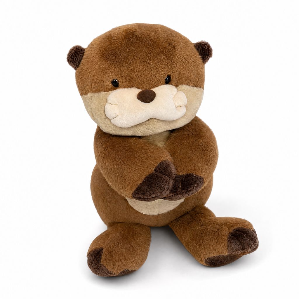 Otter Kuscheltier Realistisch Braun 27 cm - Weißer Hintergrund frontal