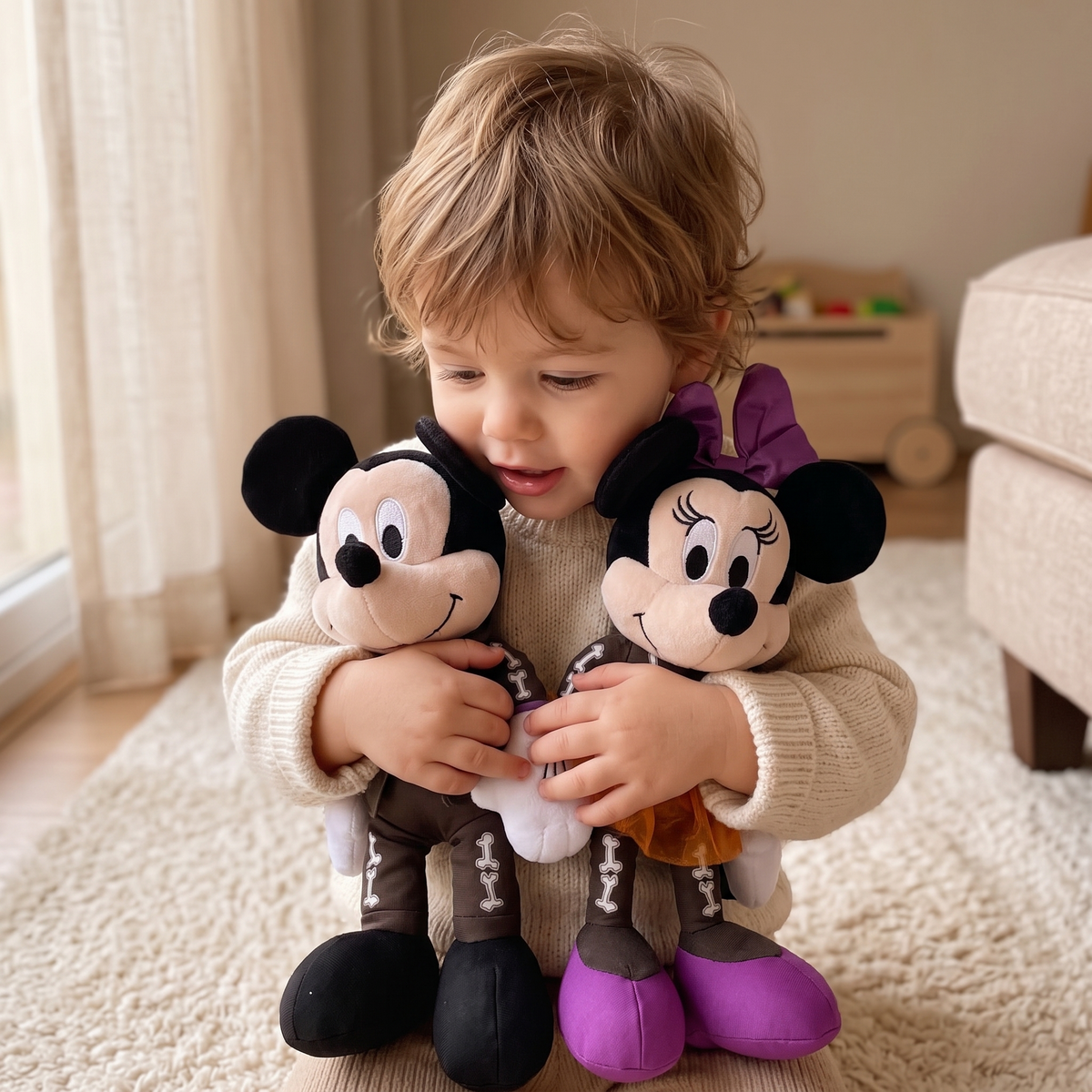 Mickey und Minnie Kuscheltier Halloween-Skelett - Gemütlicher Einsatz drinnen