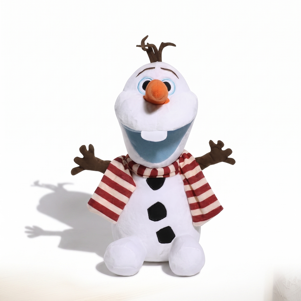 Olaf Schneemann Kuscheltier 28 cm - Frontalansicht auf weißem Hintergrund