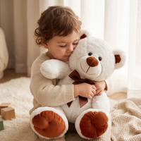 Weißer Teddybär Kuscheltier mit brauner Schleife - Gemütliche Nutzung im Innenbereich