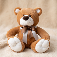 Braunes Teddybär Kuscheltier mit Satinschleife - Material-Detail
