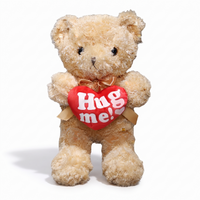 Bär Kuscheltier kuschelig mit Hug-Me-Herz - weißer Hintergrund Frontalansicht