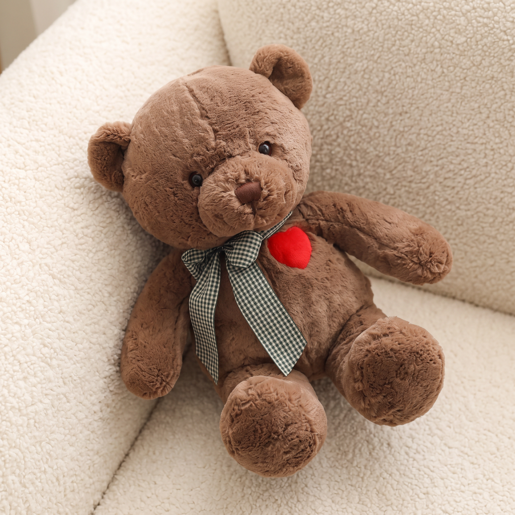 Brauner Bär Kuscheltier Herz - Detailansicht Material