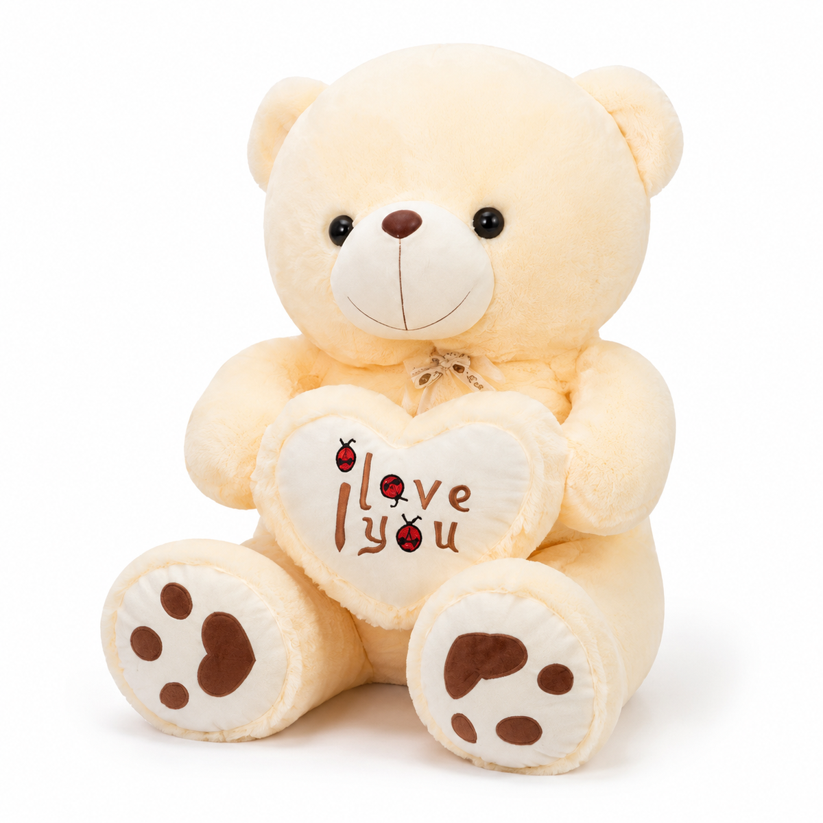 Teddybär Kuscheltier mit Herz I Love You 50-70cm - Beige / 50cm · Beige / 70cm