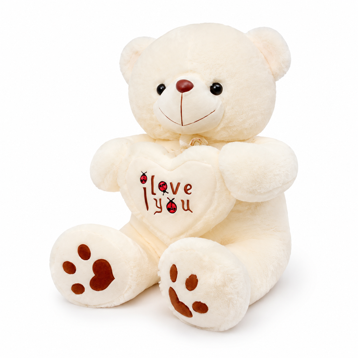 Teddybär Kuscheltier mit Herz I Love You 50-70cm - Weiß / 70cm · Weiß / 50cm