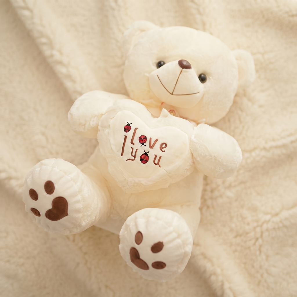 Teddybär Kuscheltier mit Herz I Love You 50-70cm - Material-Detail