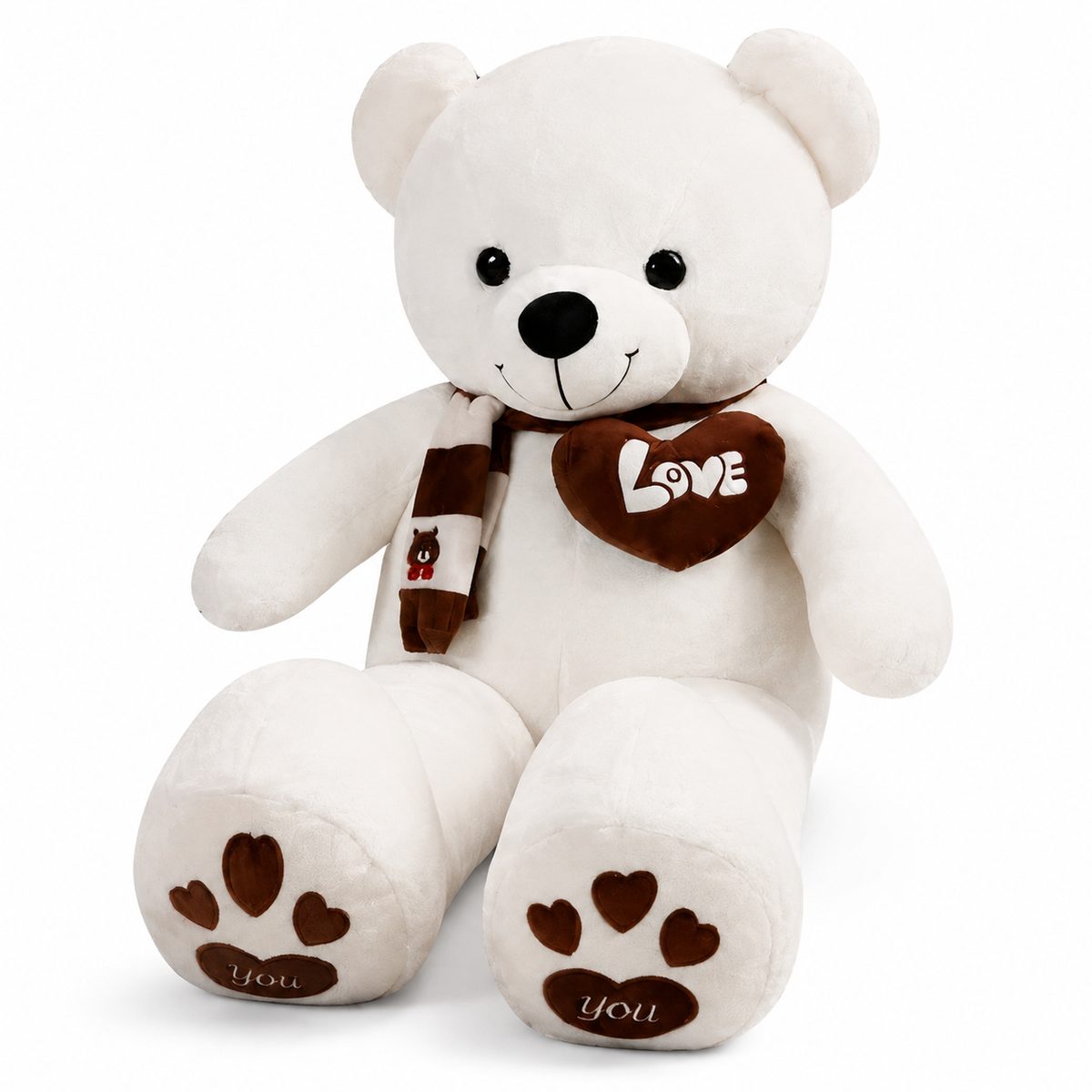 Weißer XXL Teddybär Herz Love - 100cm · 80cm