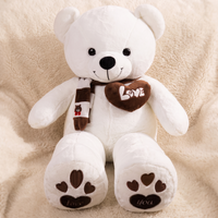 Weißer XXL Teddybär Herz Love - Detailansicht Material
