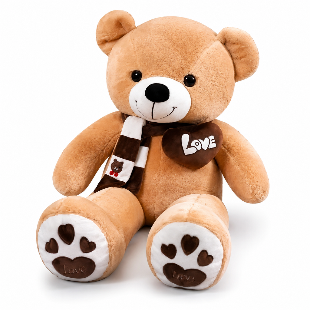 Beige XXL Teddybär Herz Love - 100cm · 80cm