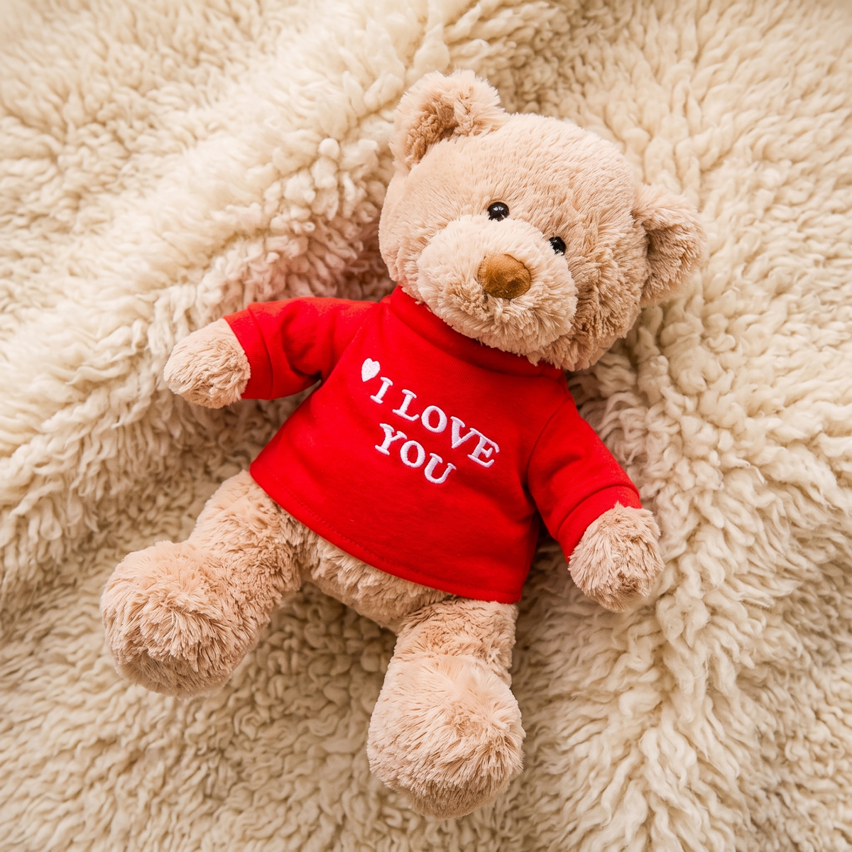 Teddybär Kuscheltier Valentinstag I Love You - Detailansicht Material