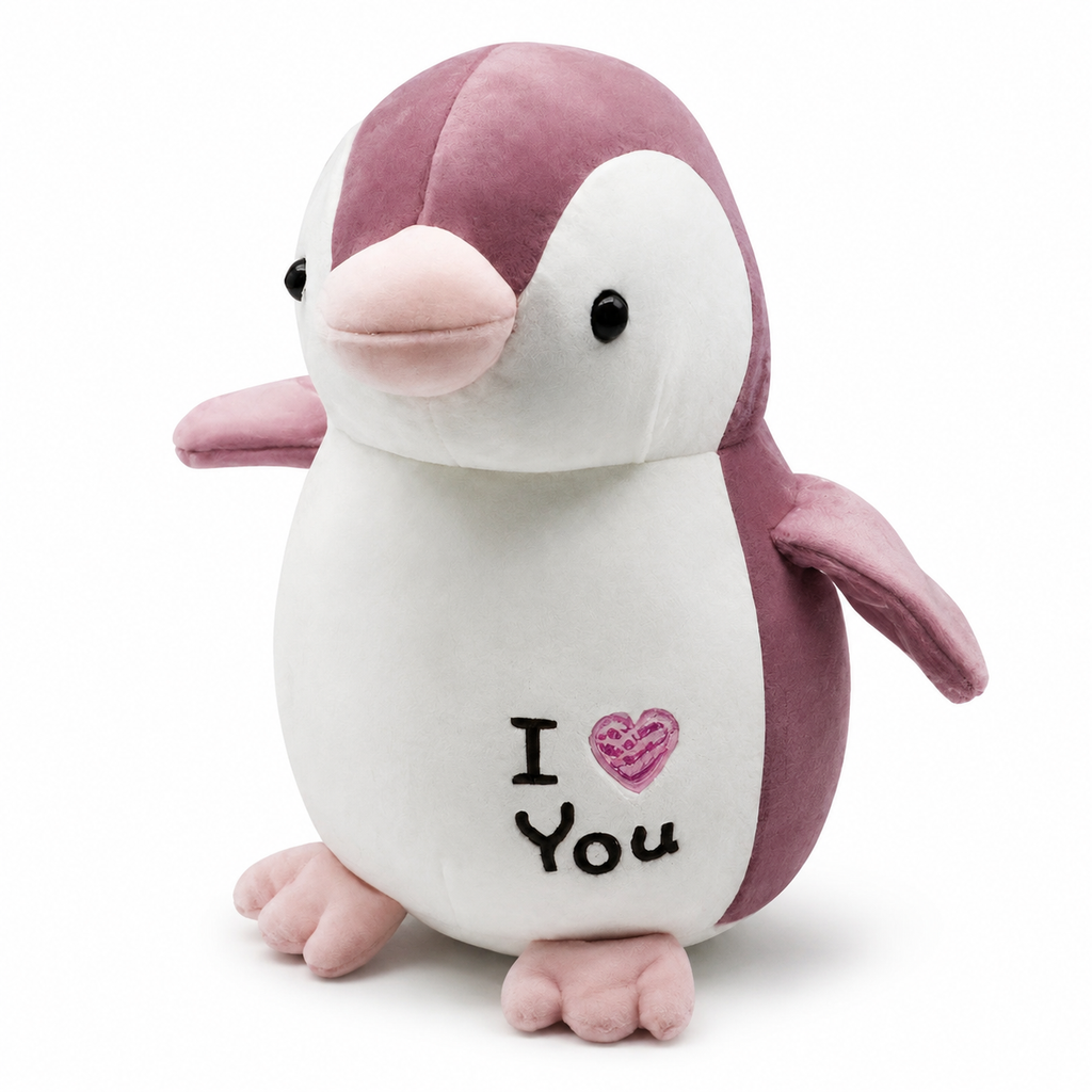 Pinguin Kuscheltier I Love You - Rosa