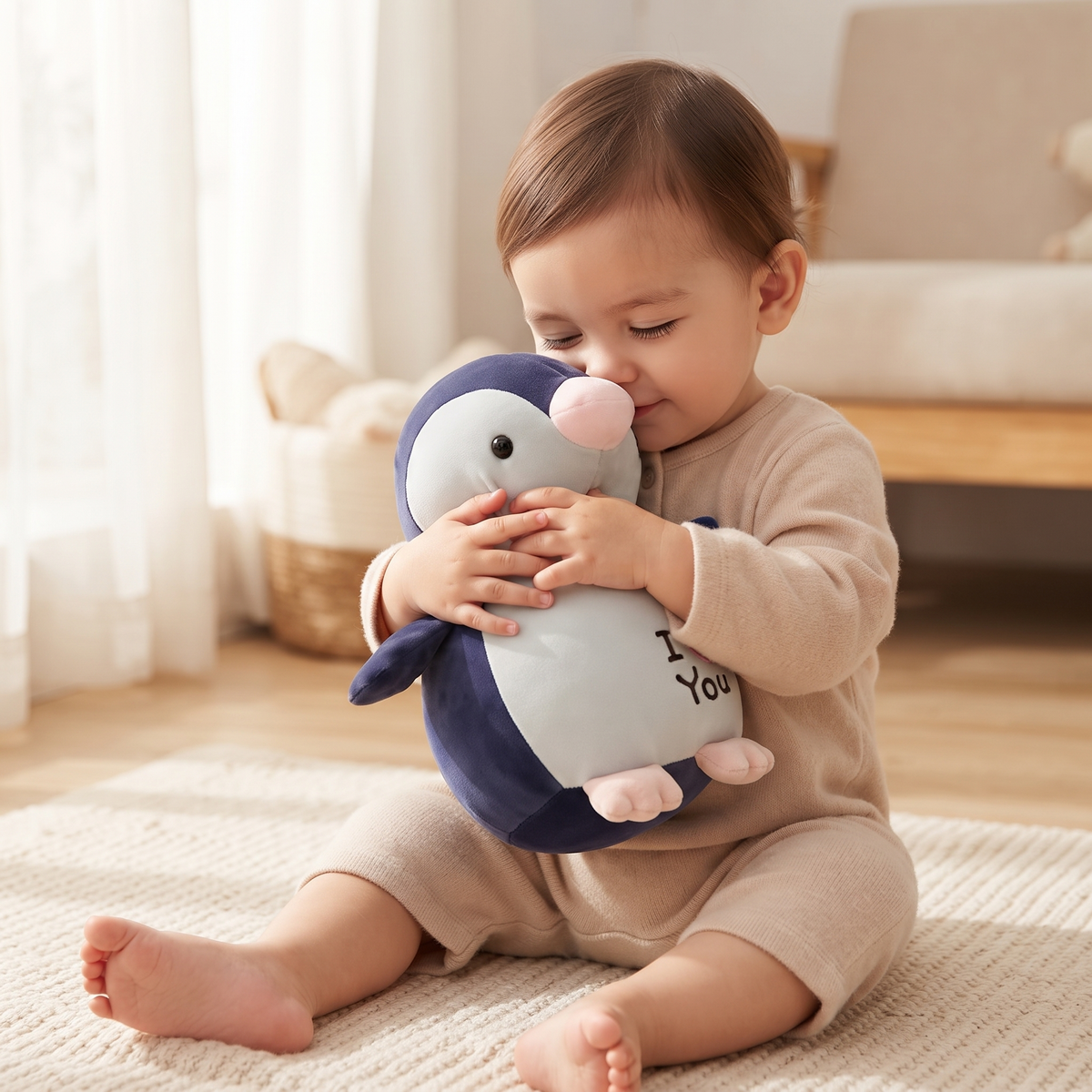 Pinguin Kuscheltier I Love You - Verwendung gemütlich zu Hause