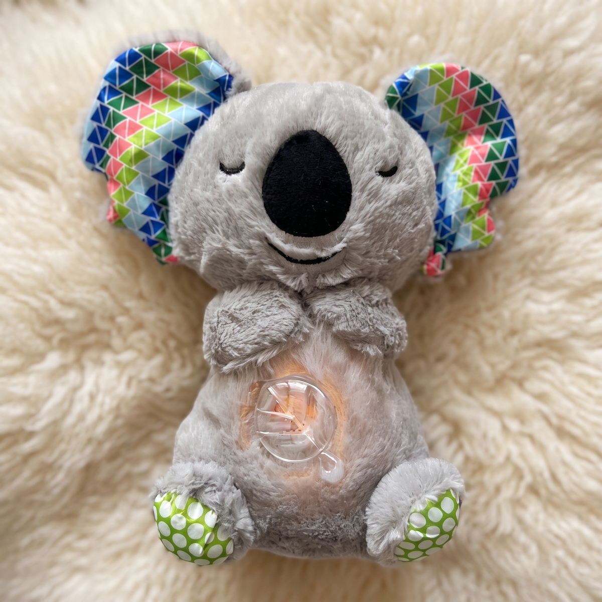 Graues Atmendes Koala Kuscheltier mit Beruhigungsfunktion - Detail Material