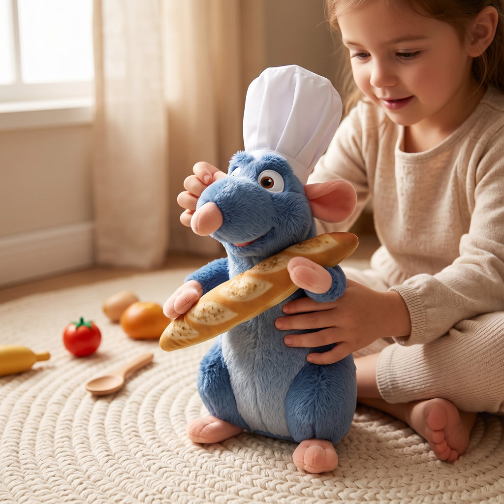 Rémy Kuscheltier Ratatouille Koch mit Baguette - Verwendung gemütlich drinnen