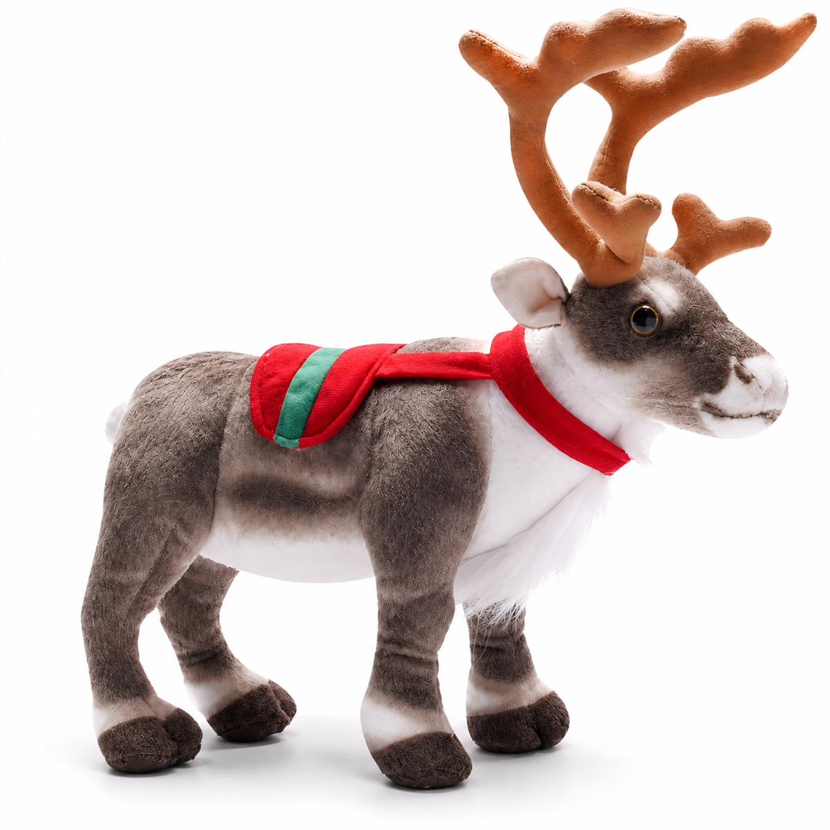 Weihnachts-Rentier Kuscheltier mit festlichem Schal - M · S