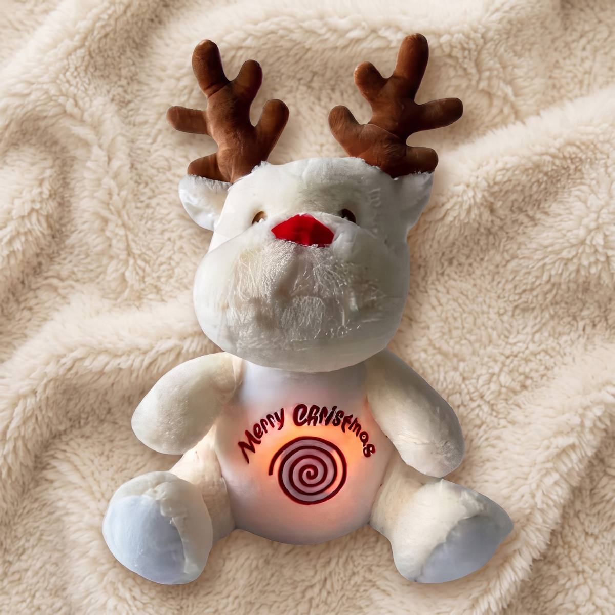 Rentier Atem Kuscheltier Weihnachten, Weiß oder Braun - Detailansicht Material