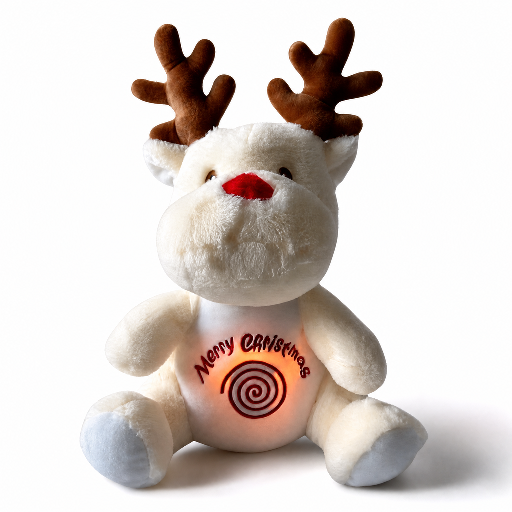 Rentier Atem Kuscheltier Weihnachten, Weiß oder Braun - Frontalansicht auf weißem Hintergrund