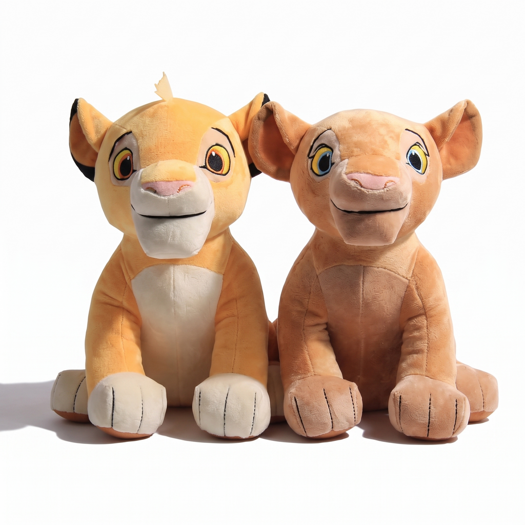 Simba und Nala Duo König der Löwen Kuscheltier 26cm - Weißer Hintergrund frontal
