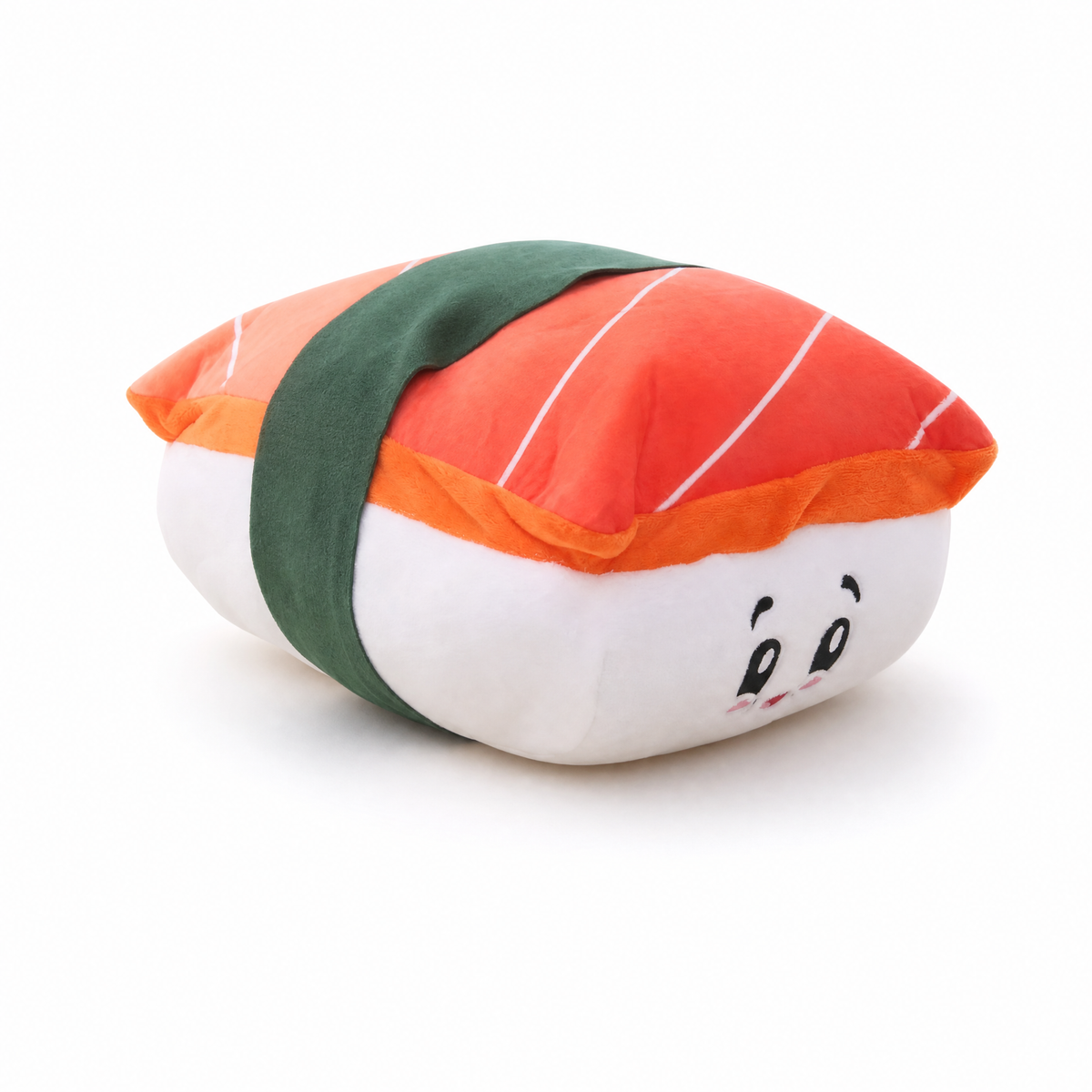 Lachs-Sushi Kuscheltier ganz weich - Weißer Hintergrund frontal