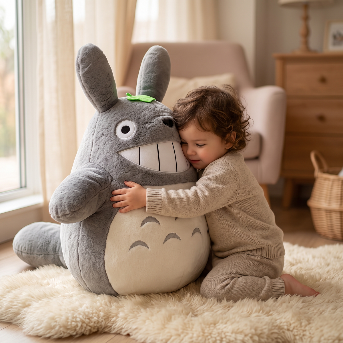 Totoro XXL Kuscheltier mit großem Lächeln - Anwendung, gemütliches Zuhause