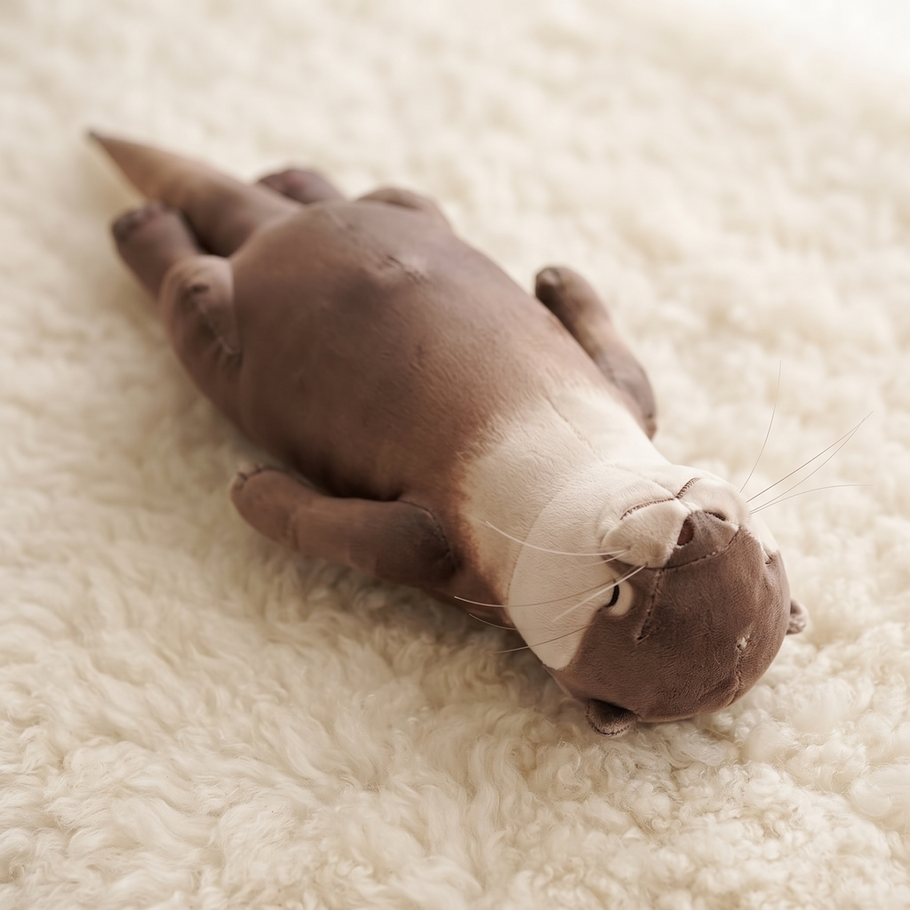 Braunes Otter Kuscheltier Federmäppchen 40 cm - Materialdetail