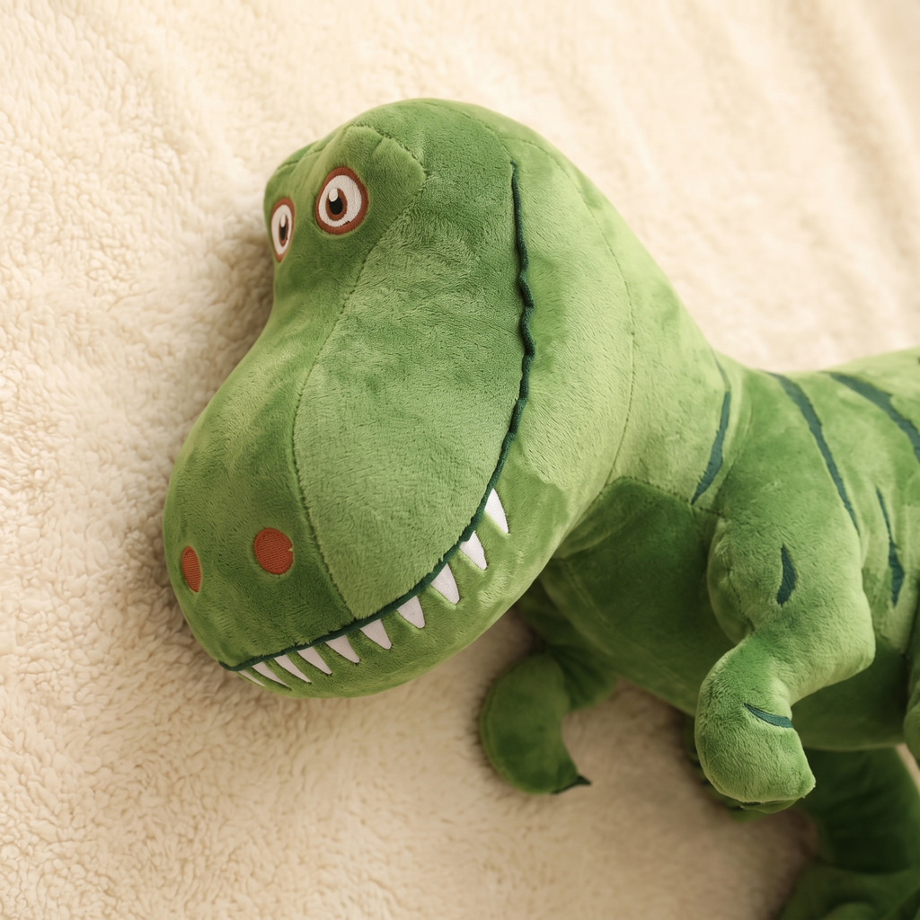 Grüner T-Rex Kuscheltier zum Liebhaben - Material-Detail