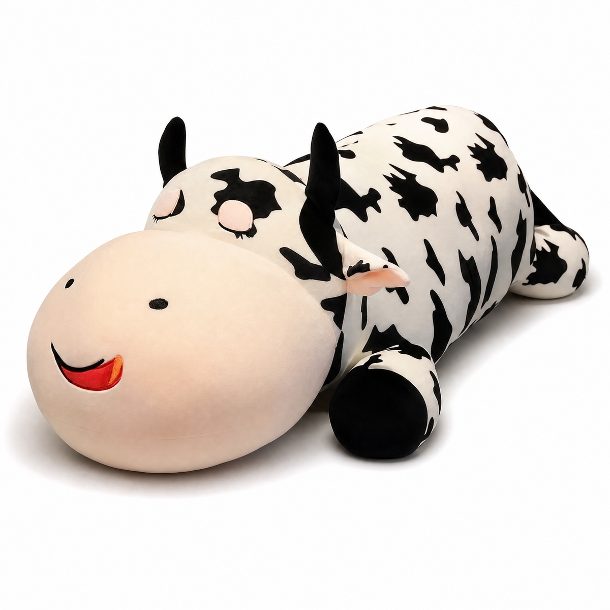 Kuh XXL Kuscheltier liegend - weißer Hintergrund Frontal