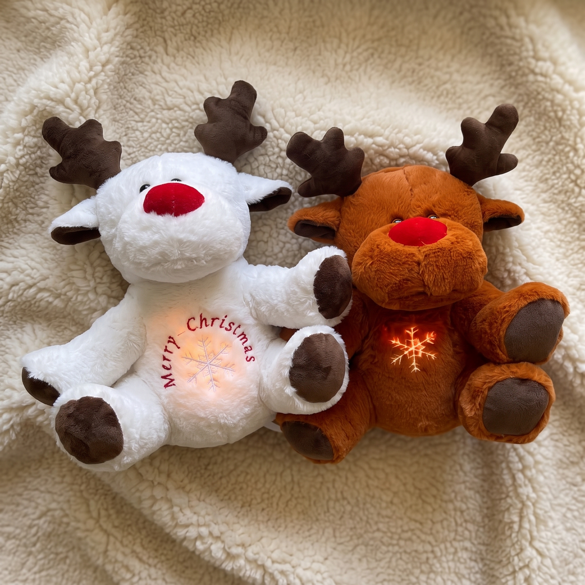 Weihnachtsrentier Nachtlicht Kuscheltier mit Atembewegung - Detailansicht Material