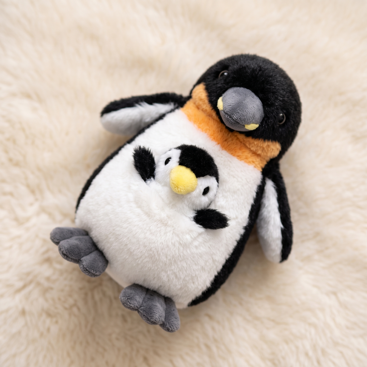 Pinguin Mutter und Kind Kuscheltier - Detailansicht Material