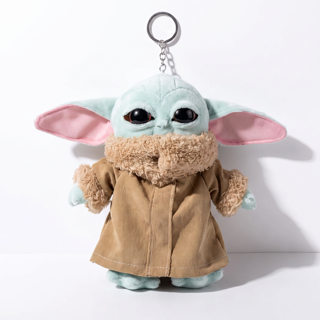 Baby Yoda Grogu Plüsch Schlüsselanhänger Star Wars - Weißer Hintergrund Frontalansicht
