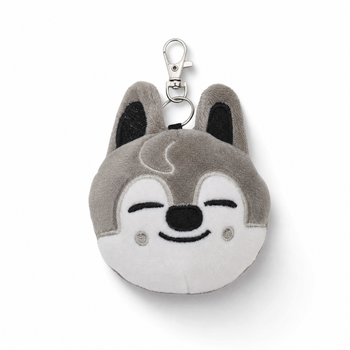 Kawaii Wolf Plüsch Schlüsselanhänger 9 cm - Weißer Hintergrund frontal