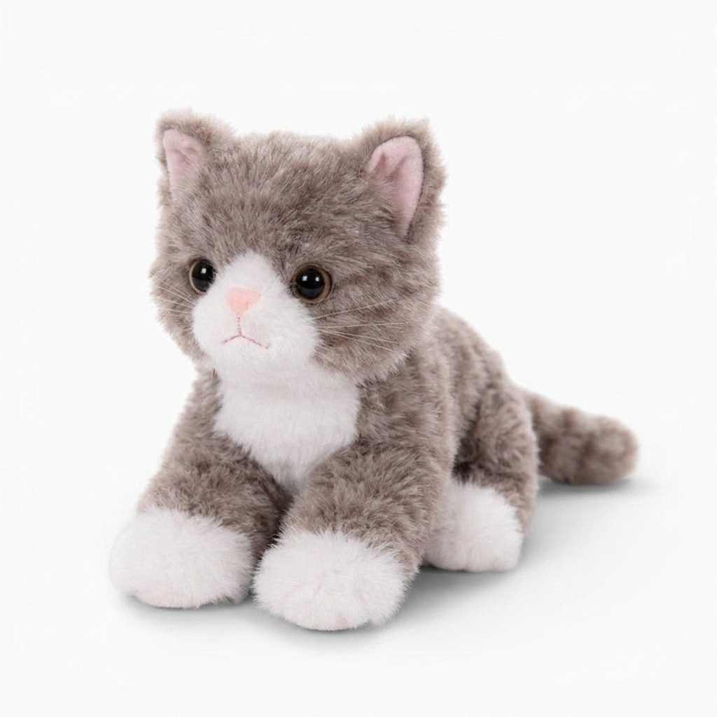 Realistische Katze Kuscheltier - Weißer Hintergrund Seitenansicht