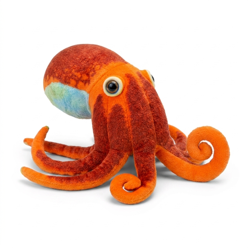 Realistisches Riesenkraken Kuscheltier Oktopus - Weißer Hintergrund Seitenansicht