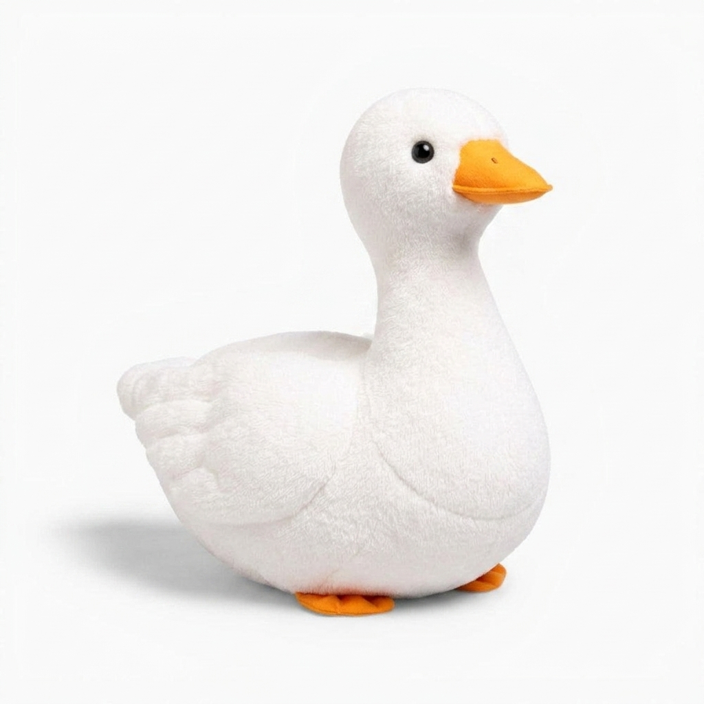 Realistisches weißes Enten Kuscheltier - Weißer Hintergrund seitlich