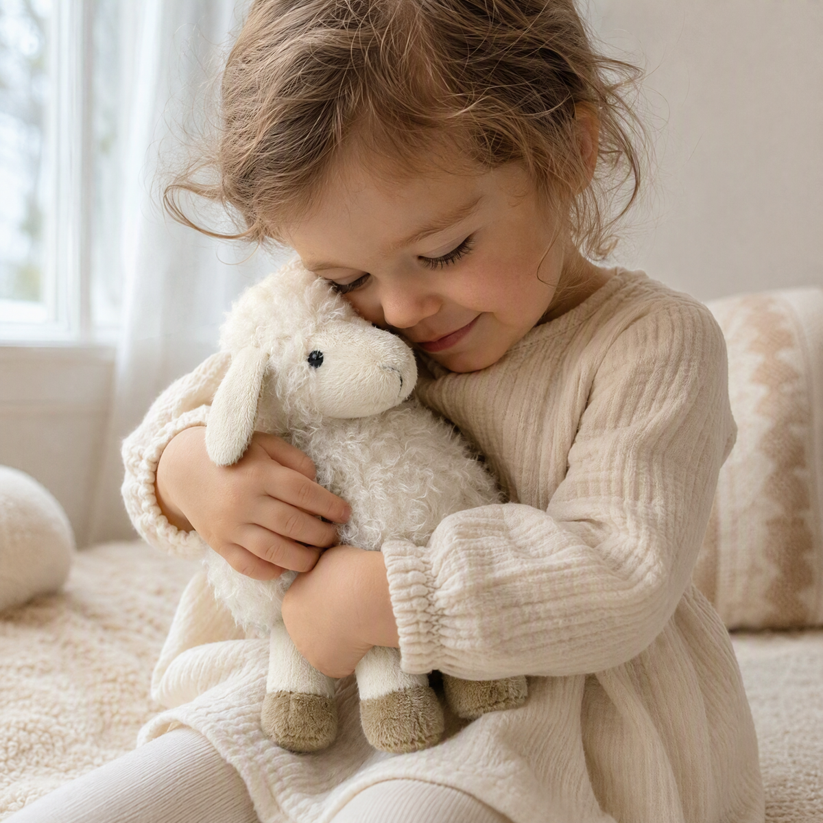 Schaf Kuscheltier weißes Lamm Stofftier für Babys und Kinder - Verwendung gemütliches Interieur