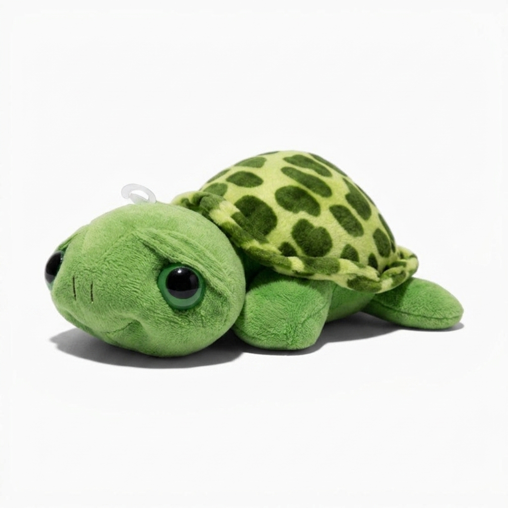 Schildkröte Kuscheltier mit großen Augen - Weißer Hintergrund seitlich