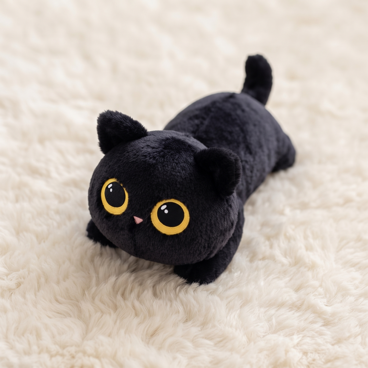 Schwarze Katze Kuscheltier Kawaii - Detailansicht Material
