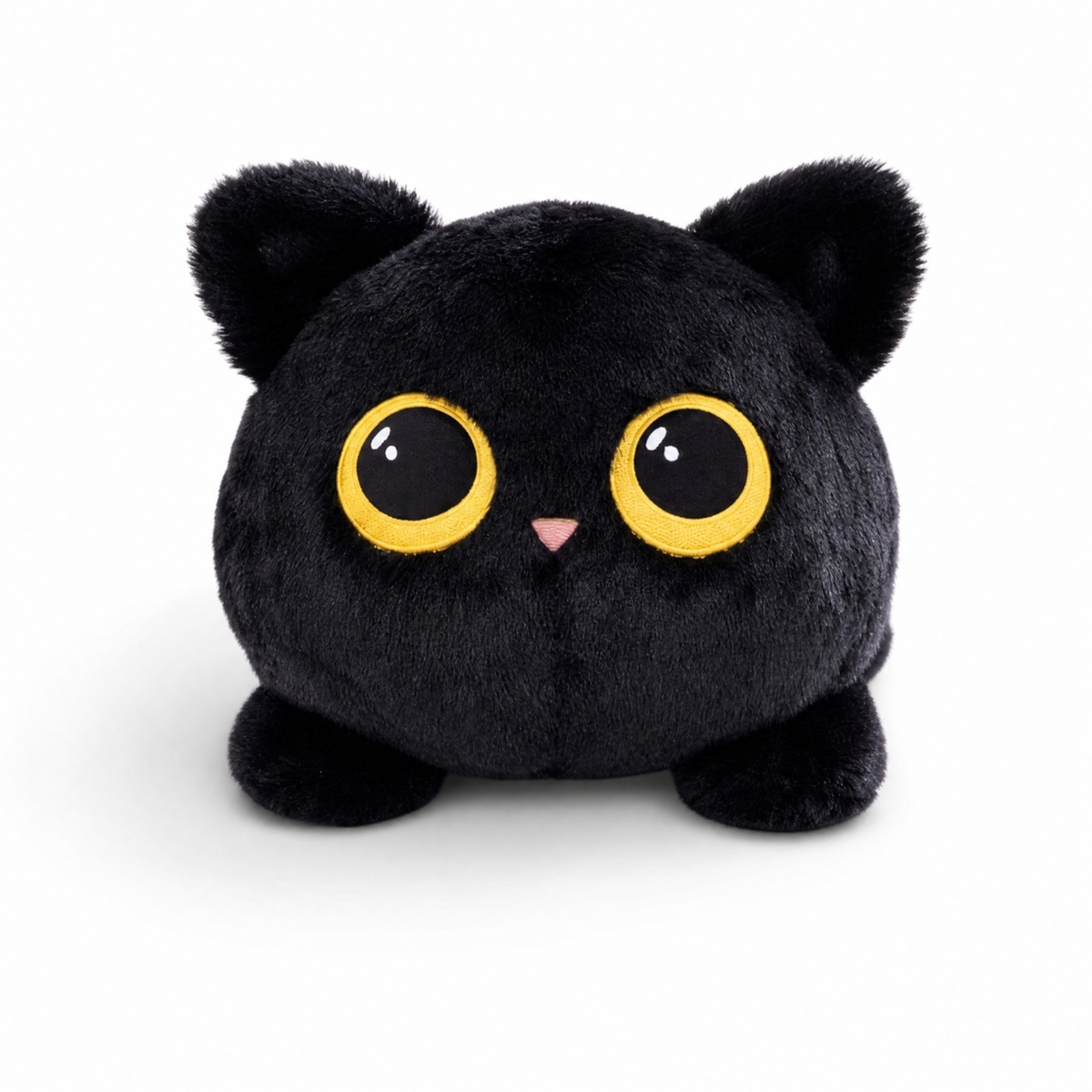 Schwarze Katze Kuscheltier Kawaii - Weißer Hintergrund frontal