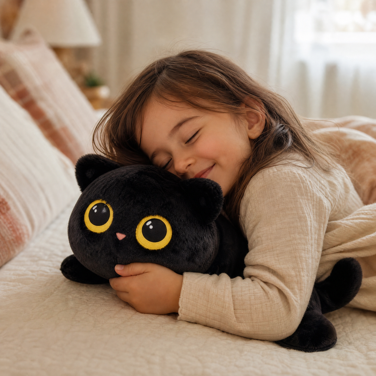 Schwarze Katze Kuscheltier Kawaii - Verwendung gemütliches Interieur