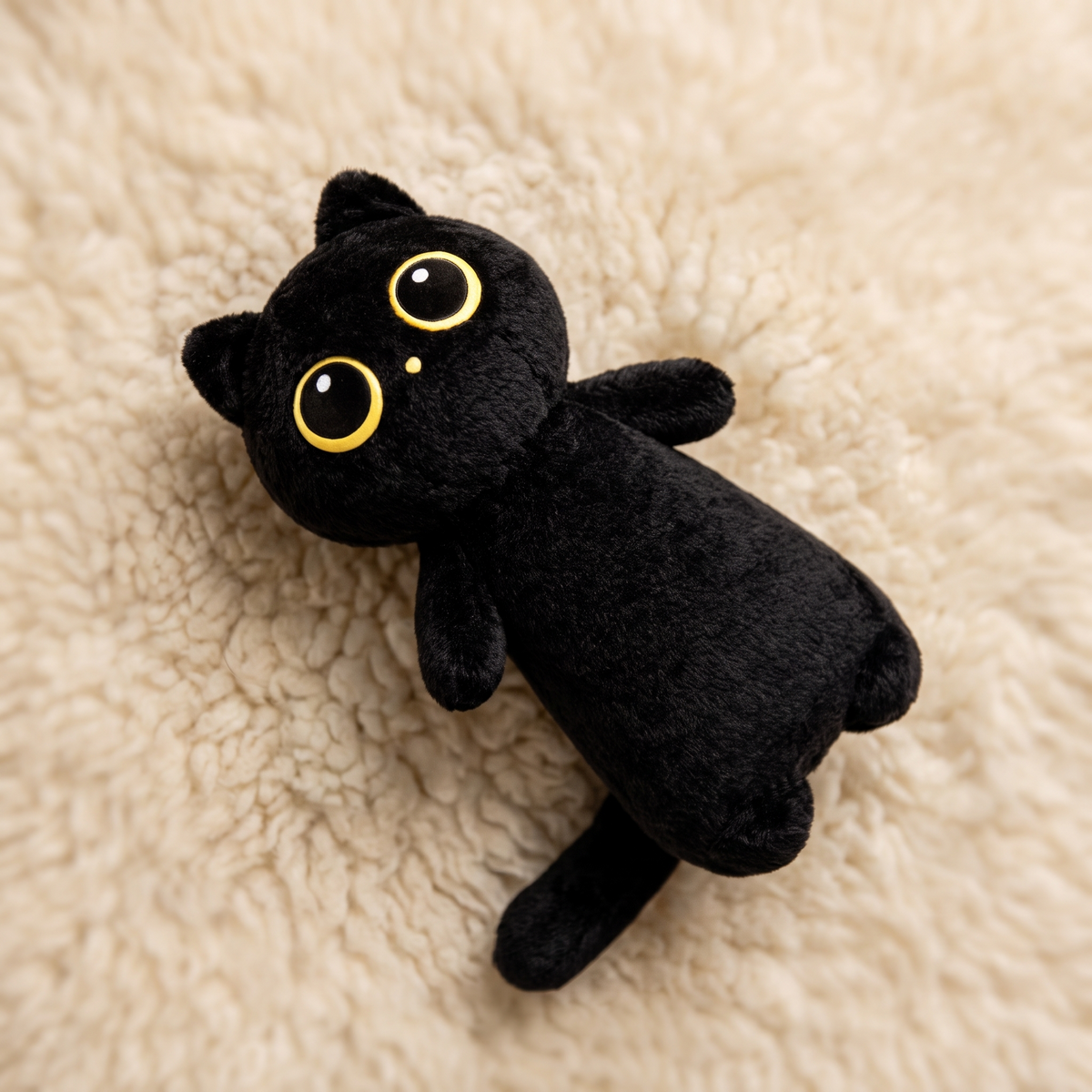 Schwarze Katze Plüschkissen Kawaii Kuscheltier - Material-Detail